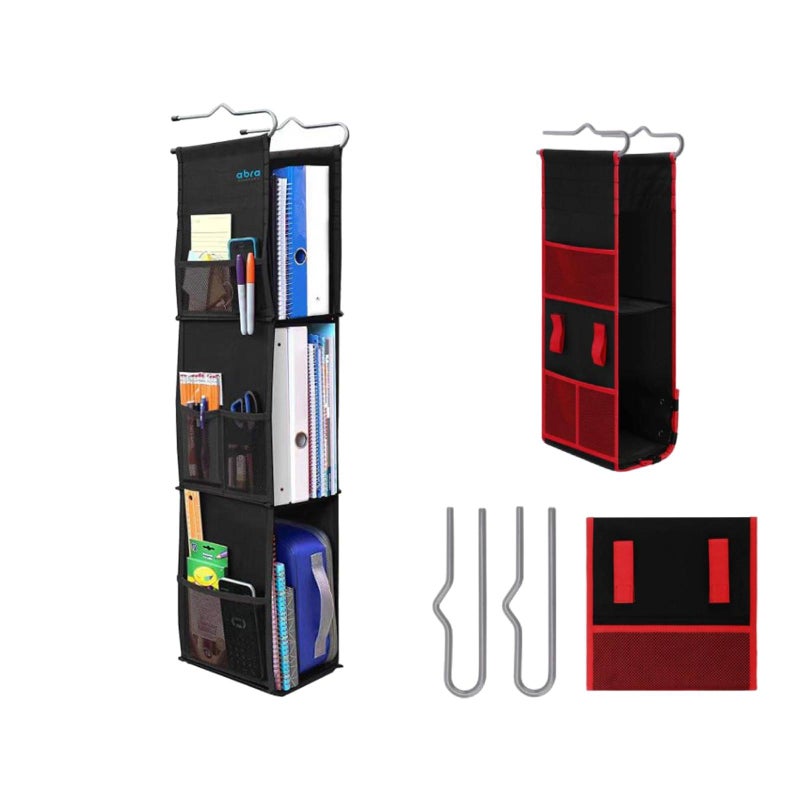 3-Tier Portable Locker Shelf Organizer – 600D Oxford Cloth Hanging Rack for Students & Professionals, Space-Saving Storage for School/Gym/Closet  (Black) - Image 1